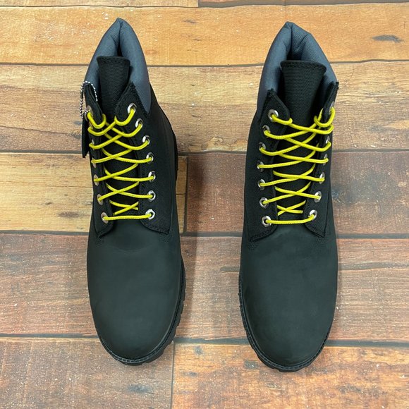 Timberland Men's Heritage 6" Black Regeneratve Leather Waterproof Boots - Picture 3 of 6